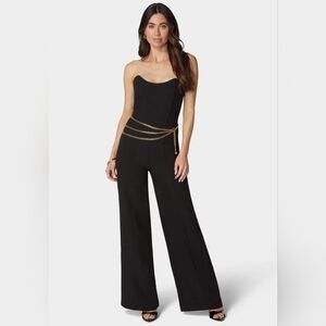 BEBE strapless black jumpsuit sz 6 new